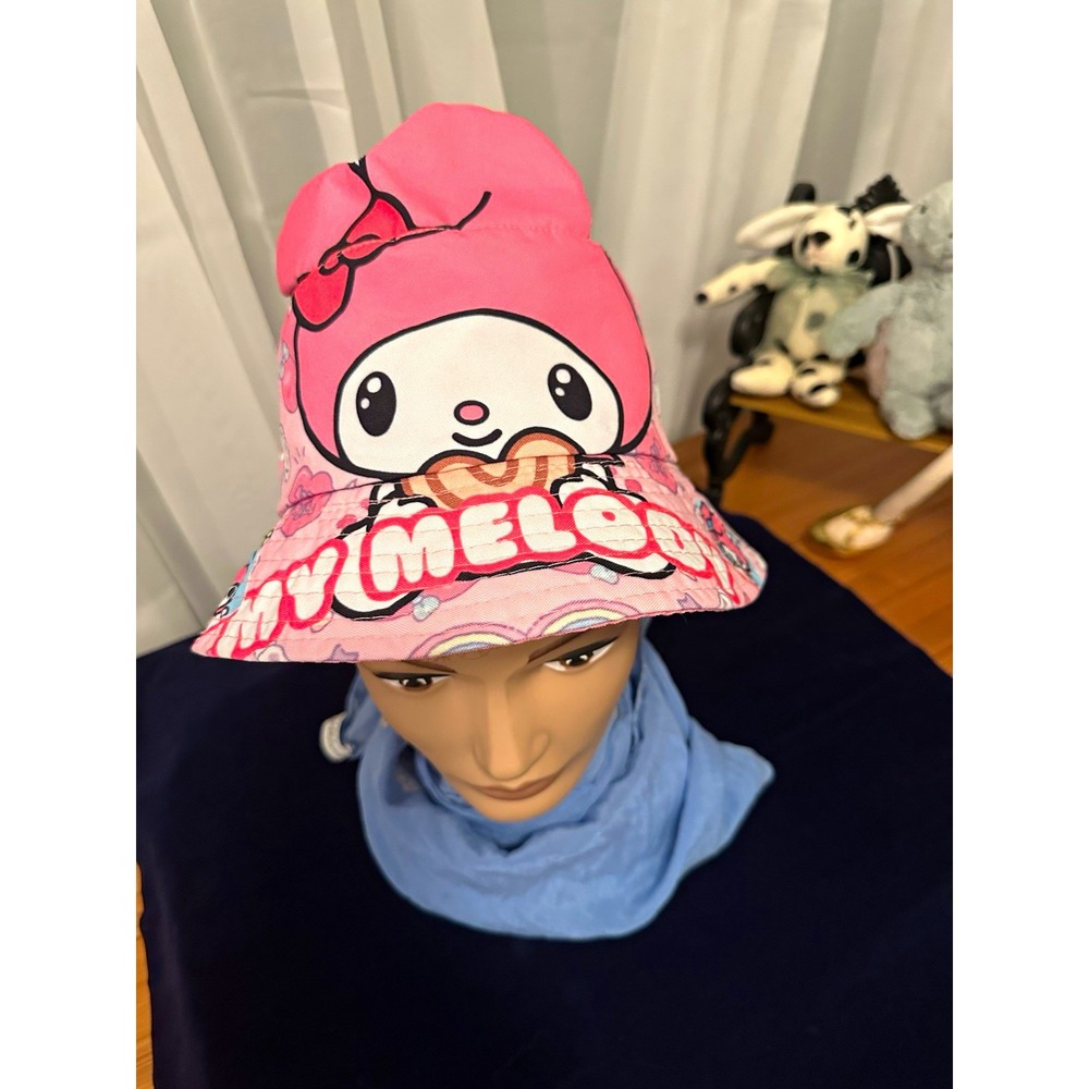 Sanrio My Melody Hat Women's Pink Bucket Sun Hat Y2K Kawaii Adult Hat 3D Ears